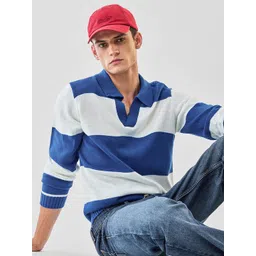 Snitch Men Shirt Collar Striped Long Sleeves Pullover-picture-40