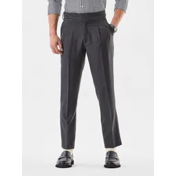 Snitch Men Slim Fit High-Rise Pleated Formal Trousers-picture-38