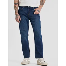 Snitch Men Slim Fit Light Fade Stretchable Snitch Dark Indigo Blue Mid-Rise Slim Fit Jeans-picture-14