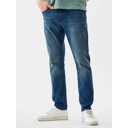 Snitch Men Slim Fit Mid-Rise Light Fade Cuffed Hem Stretchable Jeans-picture-31