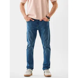 Snitch Men Slim Fit Mid-Rise Light Fade Cuffed Hem Stretchable Jeans-picture-32