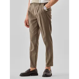Snitch Men Slim Fit Pleated Chinos Trousers-picture-33
