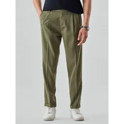 Snitch Men Slim Fit Pleated Chinos Trousers-picture-42