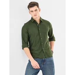 Snitch Men Slim Fit Textured Spread Collar Casual Shirt-picture-25