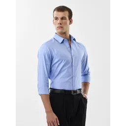 Snitch Men Slim Fit Textured Spread Collar Cotton Formal Shirt-picture-28