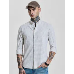 Snitch Men Smart Slim Fit Button-Down Collar Micro Checked Cotton Casual Shirt-picture-16