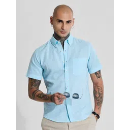 Snitch Men Smart Slim Fit Button-Down Collar Solid Cotton Casual Shirt-picture-23