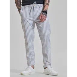 Snitch Men Snitch Light Grey Mid-Rise Slim Fit Trouser-picture-19