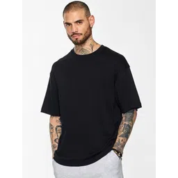 Snitch Men Solid Relaxed Fit Cotton T-shirt-picture-11