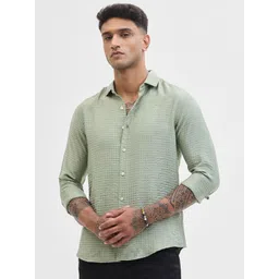 Snitch Men Spread Collar Textured Casual Shirt-picture-34