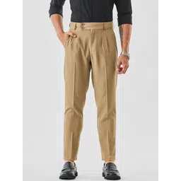 Snitch Men Straight Fit Easy Wash Pleated Sleek Utility Formal Trousers-picture-19