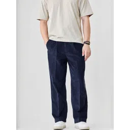 Snitch Men Textured High-Rise Cotton Regular Trousers-picture-23