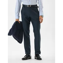 Snitch Men Textured Slim Fit Wrinkle Free Trousers-picture-42