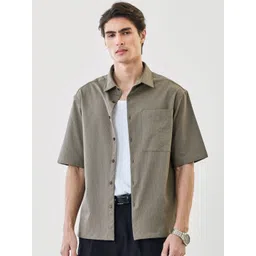 Snitch Men Textured Spread Collar Casual Shirt-picture-14