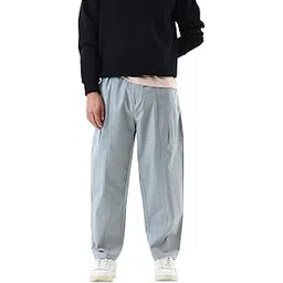 snitch Men Trousers | Relaxed Fit Mid Rise Plain Front | Cotton Blend with Drawstring Closure for Casual & Street Wear-picture-14