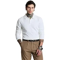 snitch Men's Polyester Slim Fit Textured Polo Full Sleeve Light Weight Poly Blend Casual Machine Washable T-Shirt-picture-11