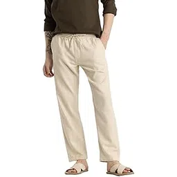 snitch Men's Slim Fit Mid Rise Martino Hazelnut Plain Trousers-picture-45