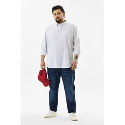 Snitch Plus Size Men Slim Fit Striped Button Down Collar Casual Shirt-picture-12