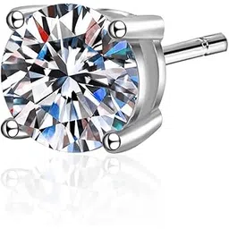 snowflake global 0.5-2 ct Single Piece 925 Sterling Silver Stud Moissanite Earring for Men, DF Color Brilliant Round Cut Friction Back-picture-18