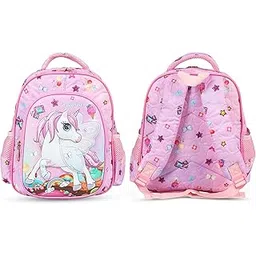 snug-on Unicorn Printed 12 Inch Backpack for Girls Kid | Kids School Bag for Preschool & Kindergarten (3-5 Years) | Unique & Lightweight Cute Design, Adjustable Shoulder Straps & Secure Zipper - Pink-picture-13