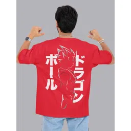 SNUG24 Men Dragon Ball Z Graphic Printed Round Neck Cotton Oversized T-shirt-picture-30