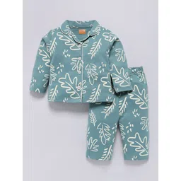 SNUGGLY MONKEY Girls Printed Long Sleeves Pure Cotton Night suit SMAW24GNSS612-Green-picture-45