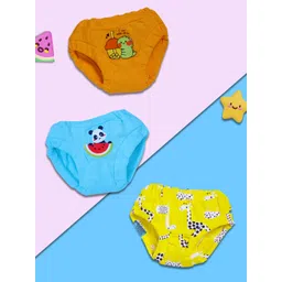Snugkins Kids Pack Of 3 Printed Mid-Rise Pure Cotton Basic Briefs -SK11-BRIEF-SZ8-5-6Y-PK3-picture-13