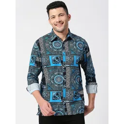 SNX Tailored Fit Ethnic Printed Pure Cotton Casual Shirt-picture-40