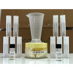 Soapy Twist DIY Lip Balm Making Kit With Base, Choco Vanilla and Bubblegum Flavouring Oils, 10 Empty Tubes, Measuring Jar-picture-43