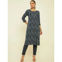 Soch Abstract Printed Roll Up sleeves Straight Kurta-picture-12