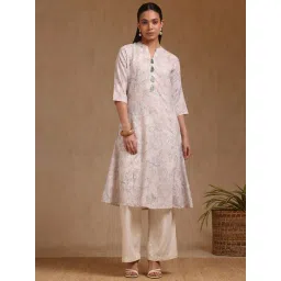Soch Beige Linen Regular Fit Floral Print Kurtas-picture-15