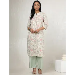 Soch Beige Linen Regular Fit Floral Print Kurtas-picture-23