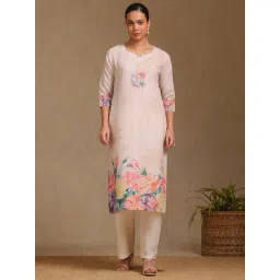 Soch Beige Regular Fit Floral Print Kurtas-picture-41