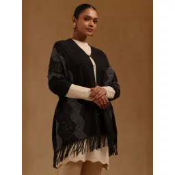 Soch Black Acrylic Embroidered Shawl with Stone Work-picture-21