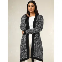 Soch Black Acrylic Regular Fit Woven Design Shrug-picture-12