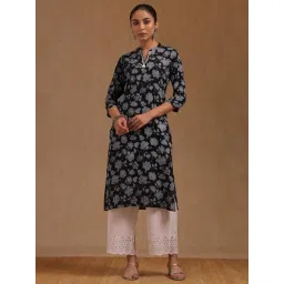 Soch Black Cotton Floral Three-Quarter Sleeves Kurta-picture-21