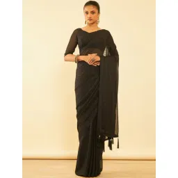 Soch Black Striped Saree With Unstitched Blouse-picture-46