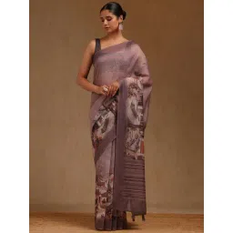 Soch Brown Printed Saree With Unstitched Blouse-picture-41