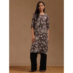 Soch Brown Rayon Floral Three-Quarter Sleeves Kurta-picture-24