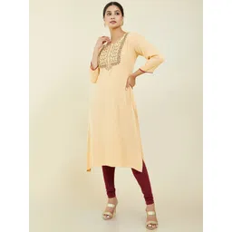 Soch Embroidered Straight Regular Fit Crepe Kurta-picture-38