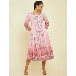 Soch Ethnic Motifs Printed A-Line Midi Ethnic Dress-picture-25