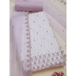 Soch Floral Embellished Sequinned Chiffon Unstitched Dress Material-picture-23