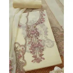 Soch Floral Embroidered Thread Work Organza Unstitched Dress Material-picture-39