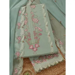 Soch Floral Embroidered Thread Work Organza Unstitched Dress Material-picture-40
