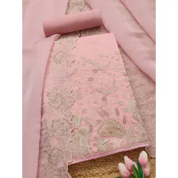 Soch Floral Embroidered Thread Work Organza Unstitched Dress Material-picture-43