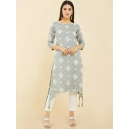 Soch Floral Printed Asymmetric Hem Straight Regular Kurta-picture-12