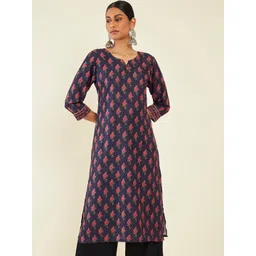 Soch Floral Printed Notched Neck Straight Kurta-picture-20