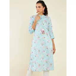Soch Floral Printed Straight Linen Kurta image 4