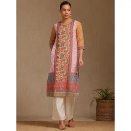 Soch Floral Printed Sweetheart Neck Thread Work Straight Kurta-picture-10