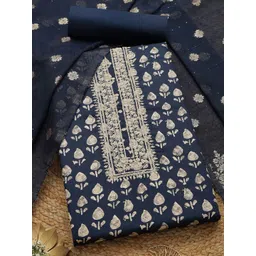 Soch Floral Printed Thread Work Jam Cotton Unstitched Dress Material-picture-26